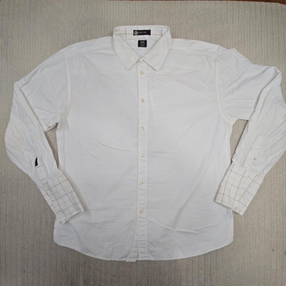 Sean John Shirt Mens 3XL White Long Sleeve Button Up Contrast Cuff Streetwear